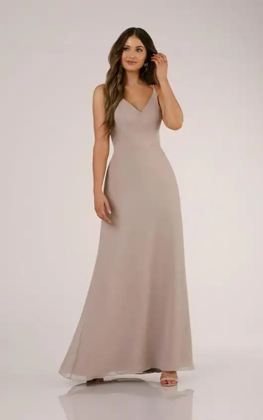 Simple V-Neckline Bridesmaid Dress with Floor-Length Skirt, 9518, by Sorella Vita